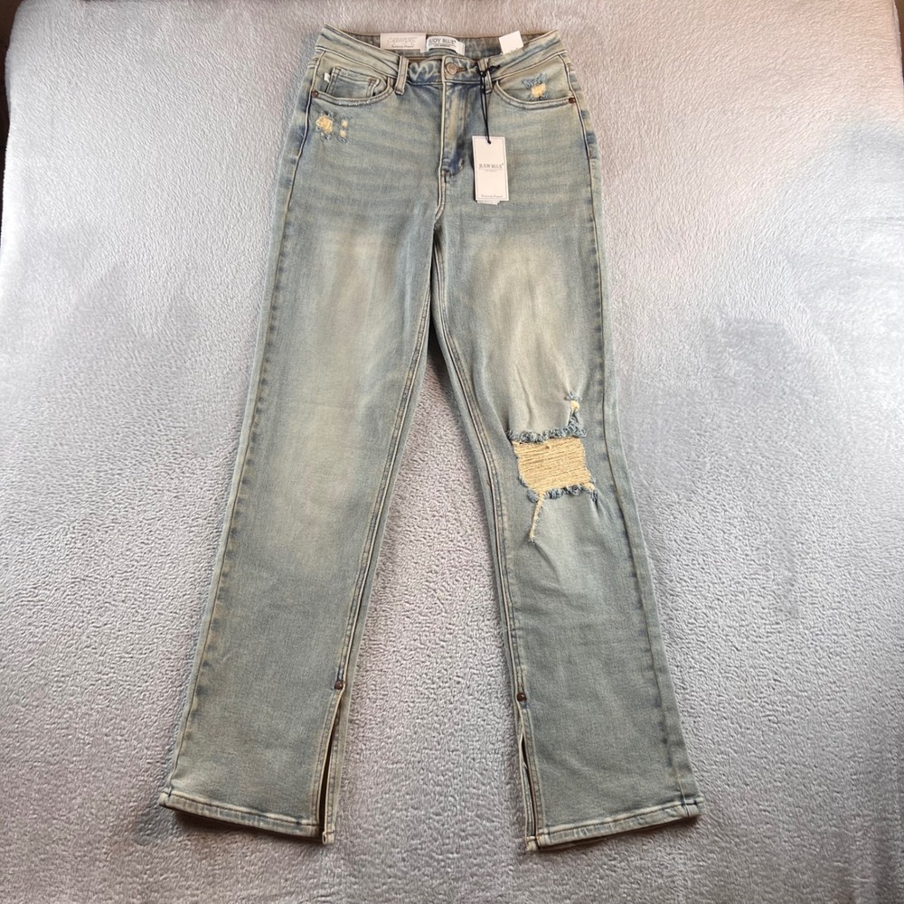 NWT Judy Blue Adrian High Rise Jeans Women 5/27 Blue Slit Hem Light wash JB88511